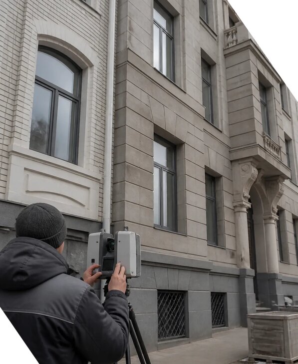 Лазерное сканирование фасадов зданий для обследования в Лениногорске